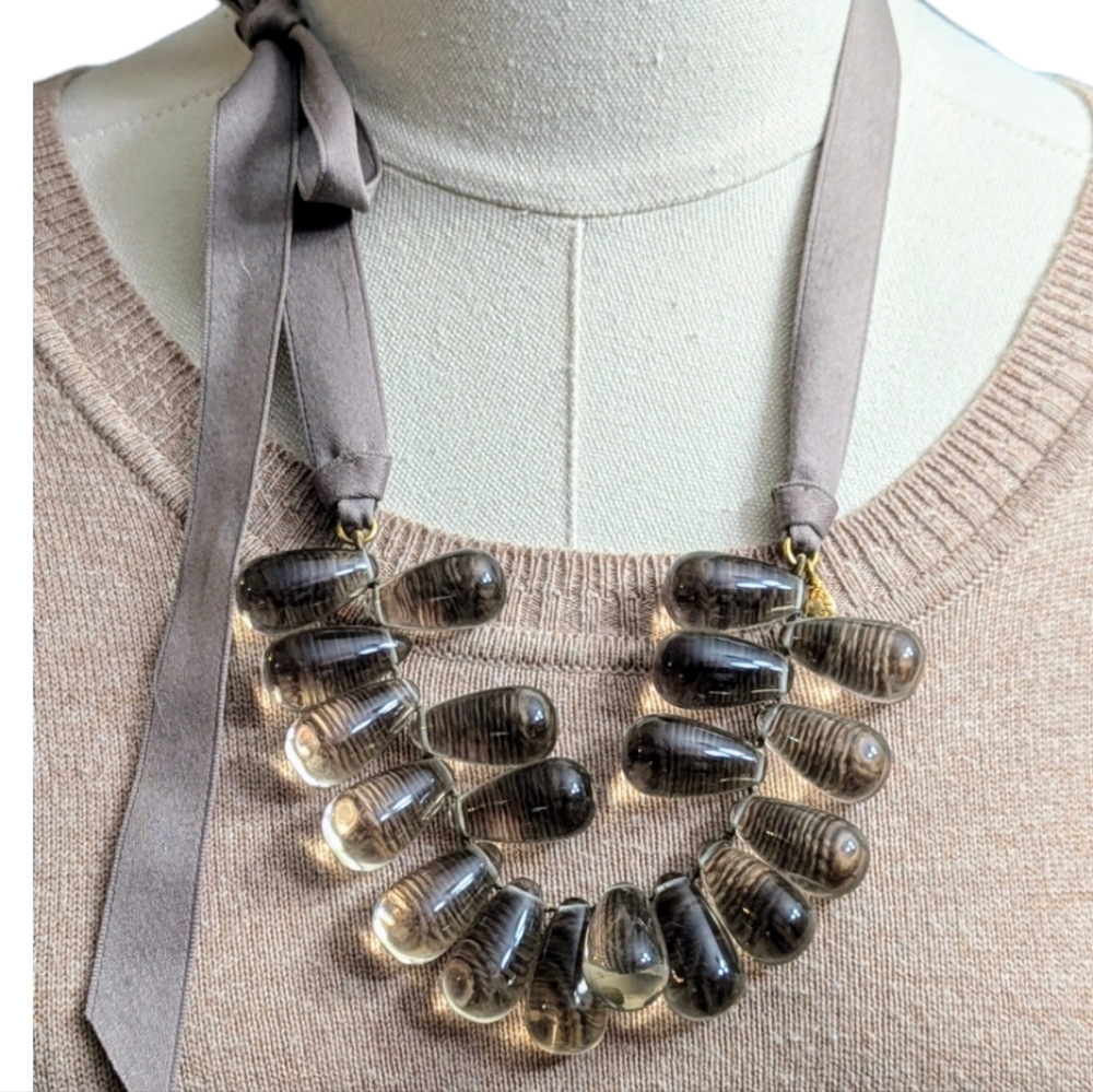 J Crew Beaded Tie Necklace
